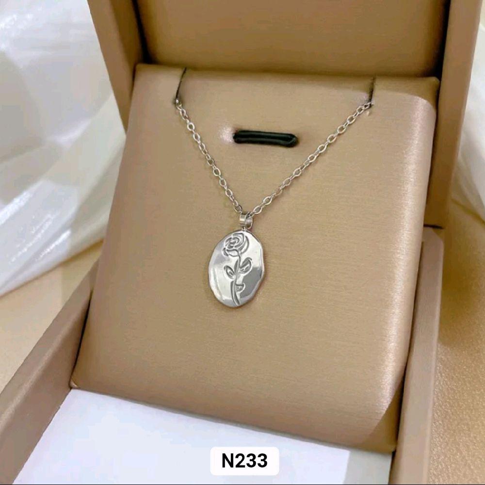 Beautiful Design Necklace  - Elegant Rose Pendant in Silver Finish for Women