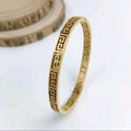 Greek Style Bangle 18kgp Tarnish Free Gold Design Bracelet