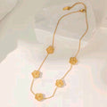 Clover Necklace Bracelet and Earrings Set in Gold Finish Perfect for Daily Wear Fashion Accessories