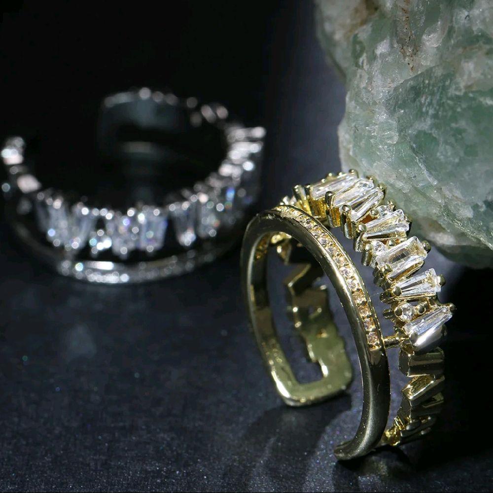 Luxury Zircon Double Layer Adjustable Ring.