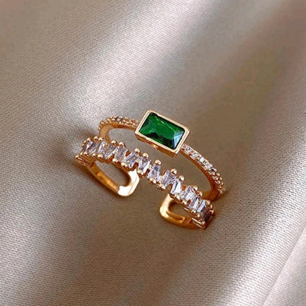 Luxury Zircon Double layer Adjustable Ring.