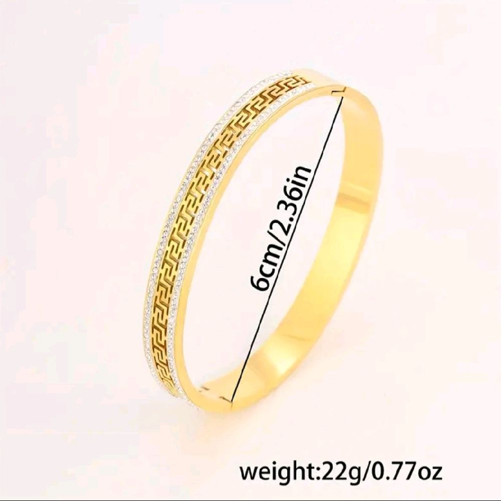 Greek Style Bangle - Perfect for Holidays Gold & Silver Tone Fashionable Bracelet for Holiday Wear