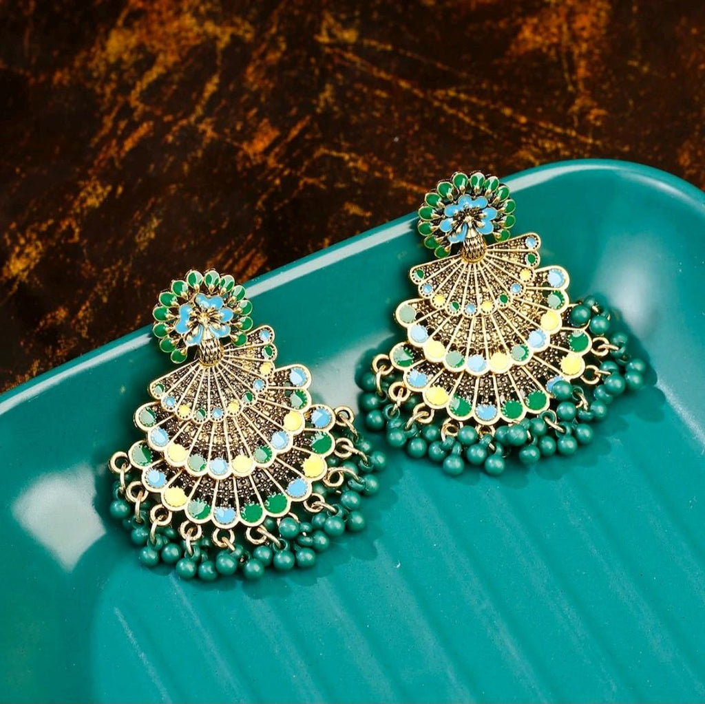 Green Peacock Drop Earrings for Women - Fashion Accessory