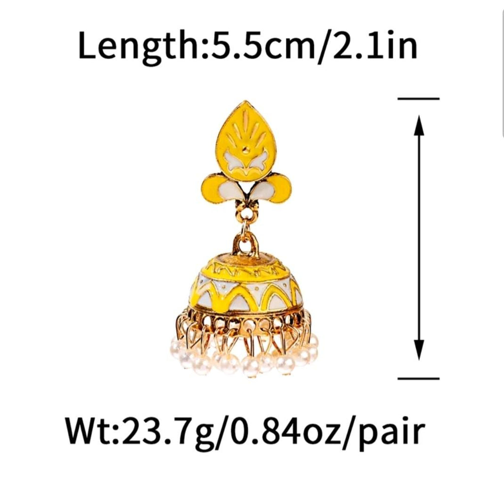 Yellow Jhumka Style Earrings for Women - Perfect for Any Occasion