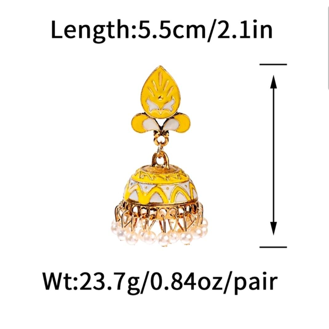 Yellow Jhumka Style Earrings for Women - Perfect for Any Occasion