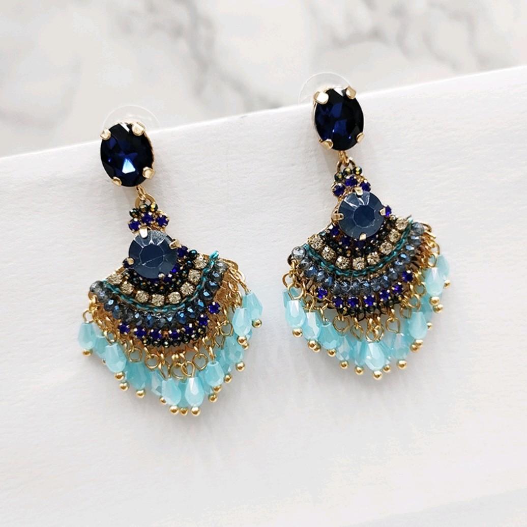 Colourful Beaded Long Tassel Earrings