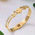 Clover Bangle / 18k plated / Tarnish Free.