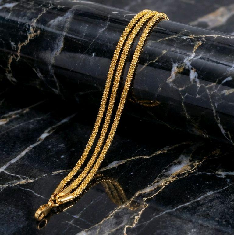 Triple Chain Gold Bracelet 18k Gold Plated Tarnish-Free Jewellery for Elegant Wear