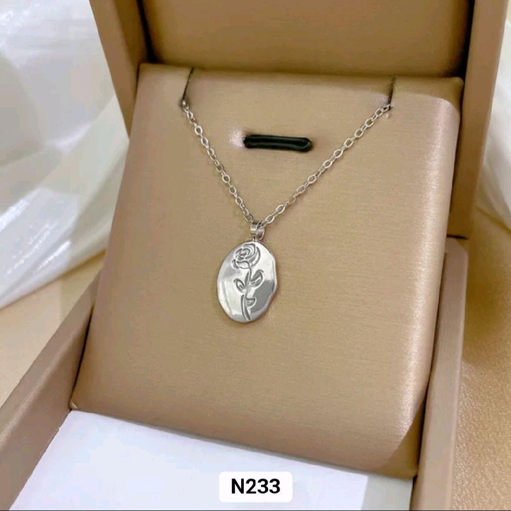 Beautiful Design Necklace  - Elegant Rose Pendant in Silver Finish for Women