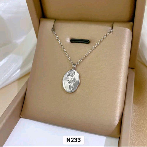 Beautiful Design Necklace  - Elegant Rose Pendant in Silver Finish for Women