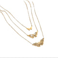 3 Layers 18k Gold Plated Charms Jewellery Multi-layer Butterfly Pendant Necklace in Stainless Steel for Elegant Style