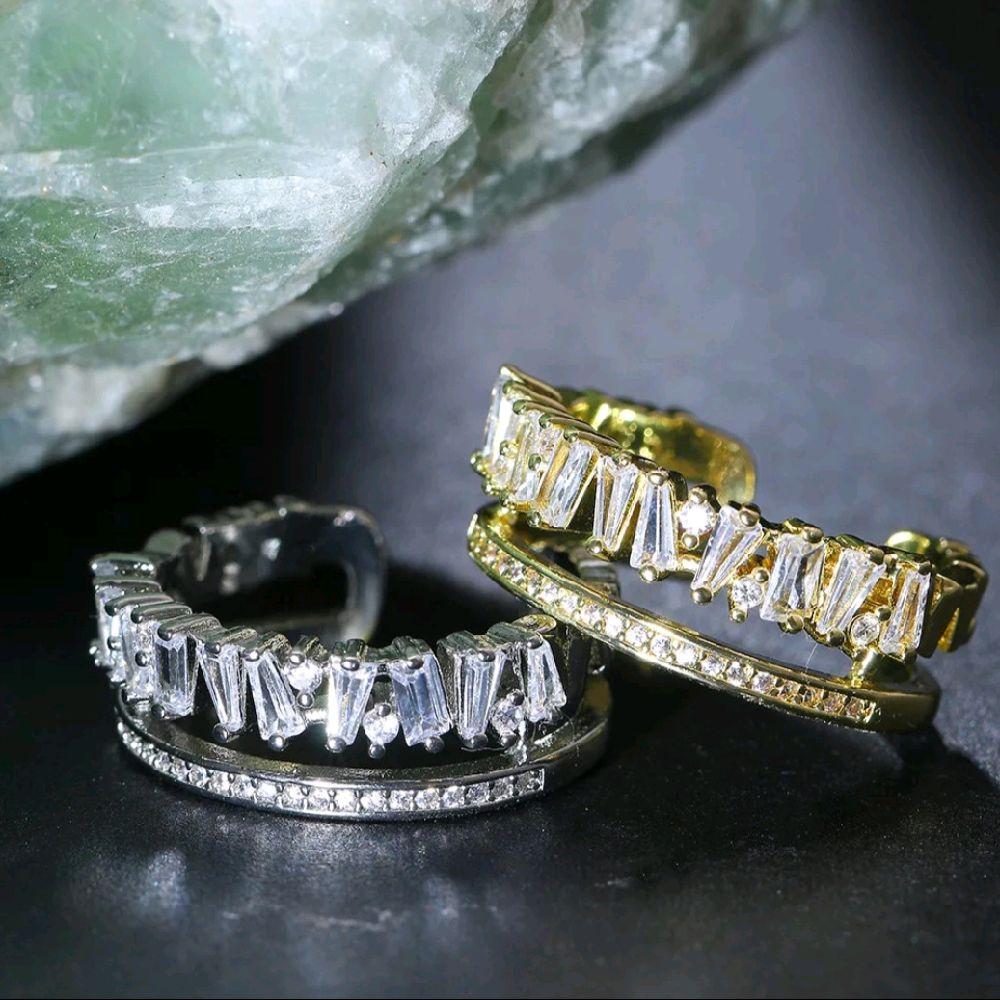 Luxury Zircon Double Layer Adjustable Ring.