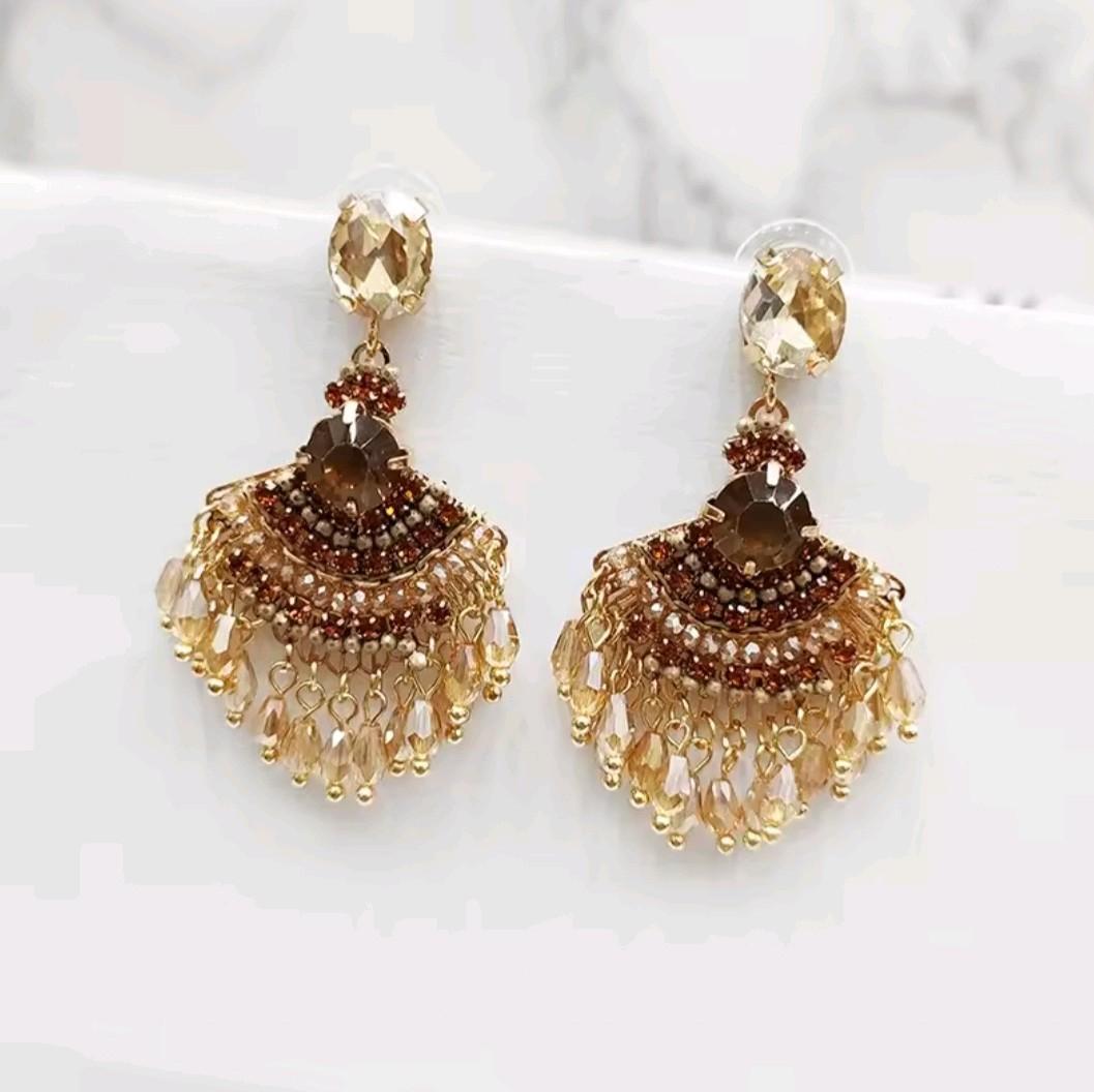 Colourful Beaded Long Tassel Earrings