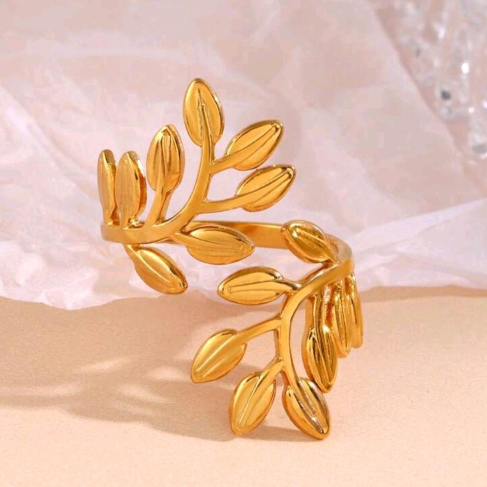 Branch Leaves Open Ring / Stainless Steel- Tarnish free