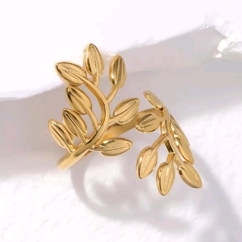 Branch Leaves Open Ring / Stainless Steel- Tarnish free
