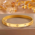 Unique Clover Design Bangle - Golden and Silvery Colour Fashionable Accessory with Elegant Clover Motif