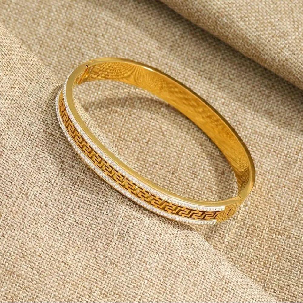 Greek Style Bangle - Perfect for Holidays Gold & Silver Tone Fashionable Bracelet for Holiday Wear