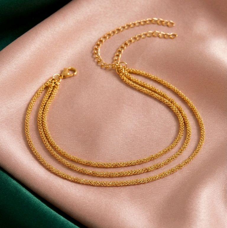 Triple Chain Gold Bracelet 18k Gold Plated Tarnish-Free Jewellery for Elegant Wear