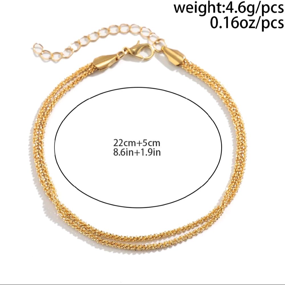 Charms Adjustable Double-layer Ankle Chain for Women Summer Daily Wear Fashionable Foot Jewelry