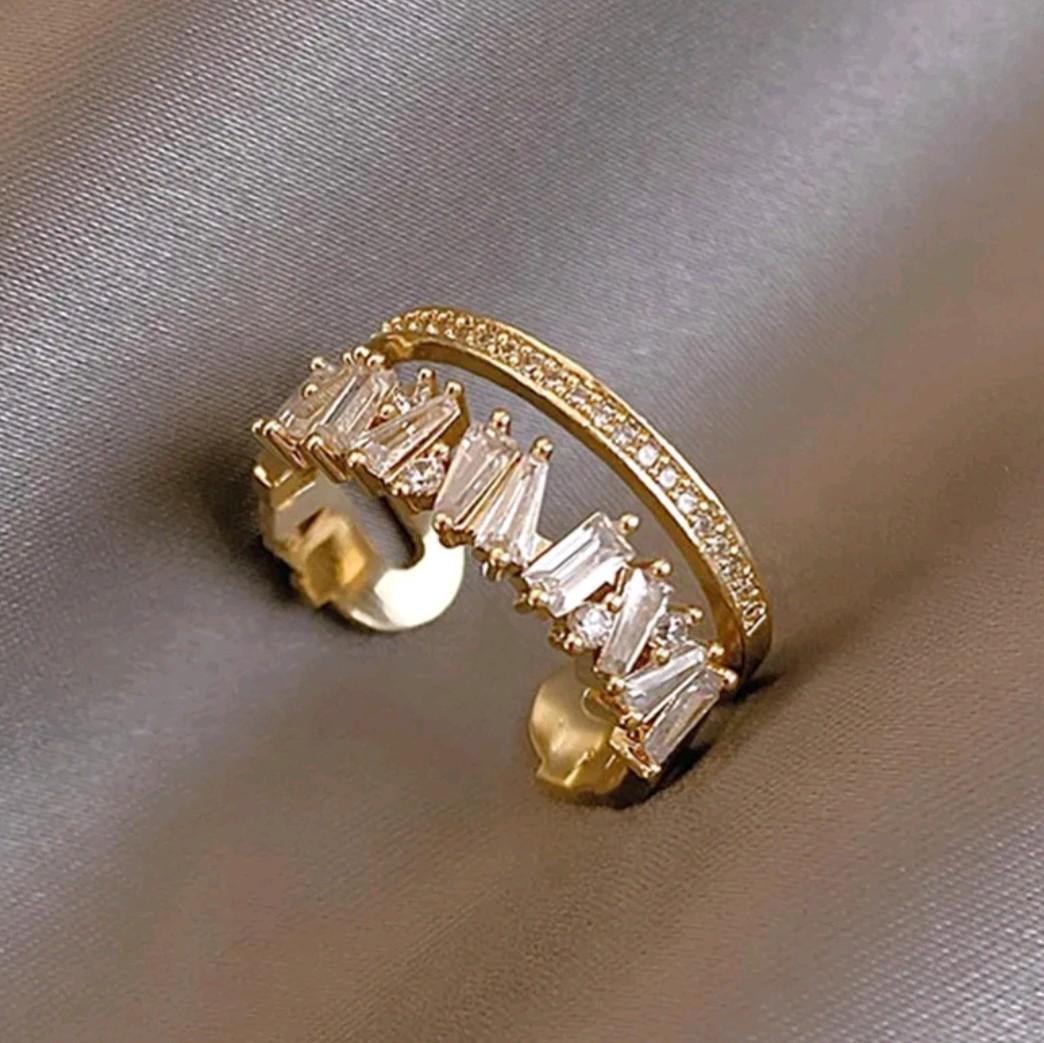 Luxury Zircon Double Layer Adjustable Ring.
