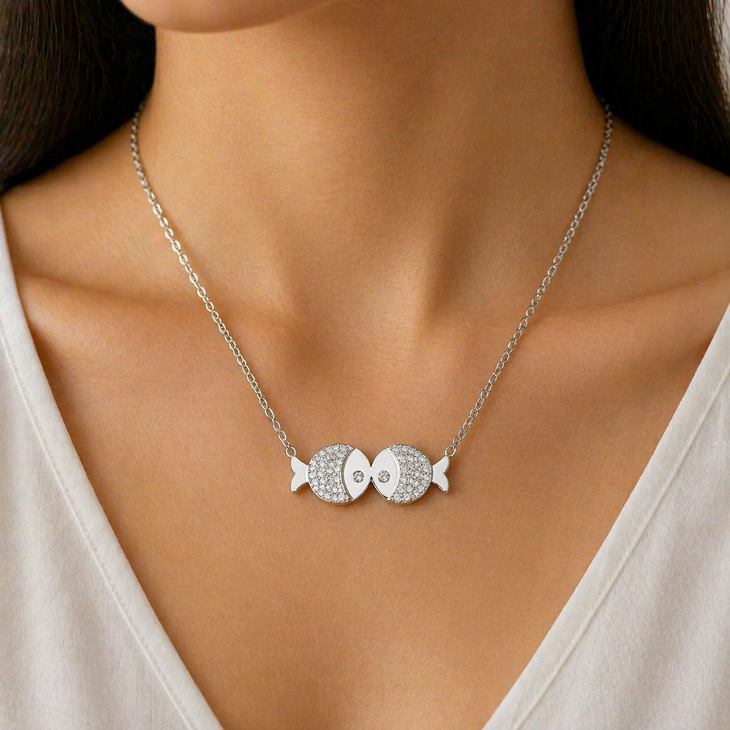 Beautiful Design Necklace For Women Gold & Silver Fish Pendant Fashion Jewelry Gift