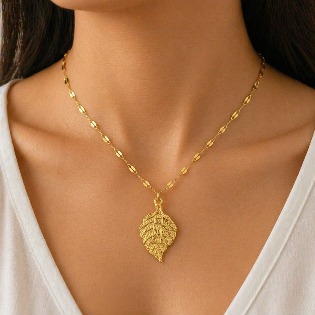 Gold Leaf Pendant Necklace