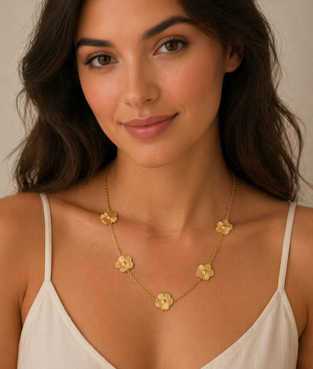 Clover Necklace Bracelet and Earrings Set in Gold Finish Perfect for Daily Wear Fashion Accessories