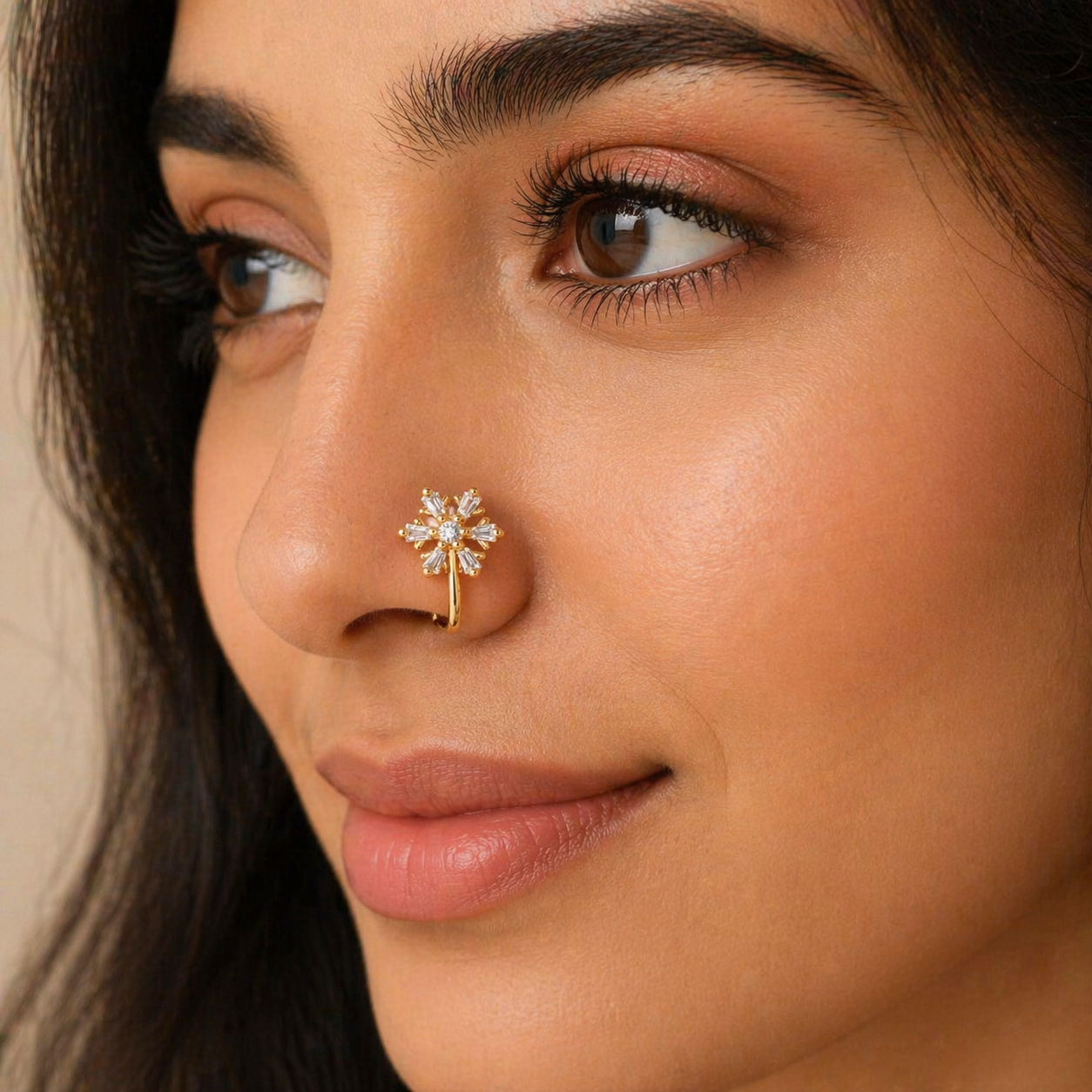 Gold Floral Nose Ring for Women/ Tarnish-Free