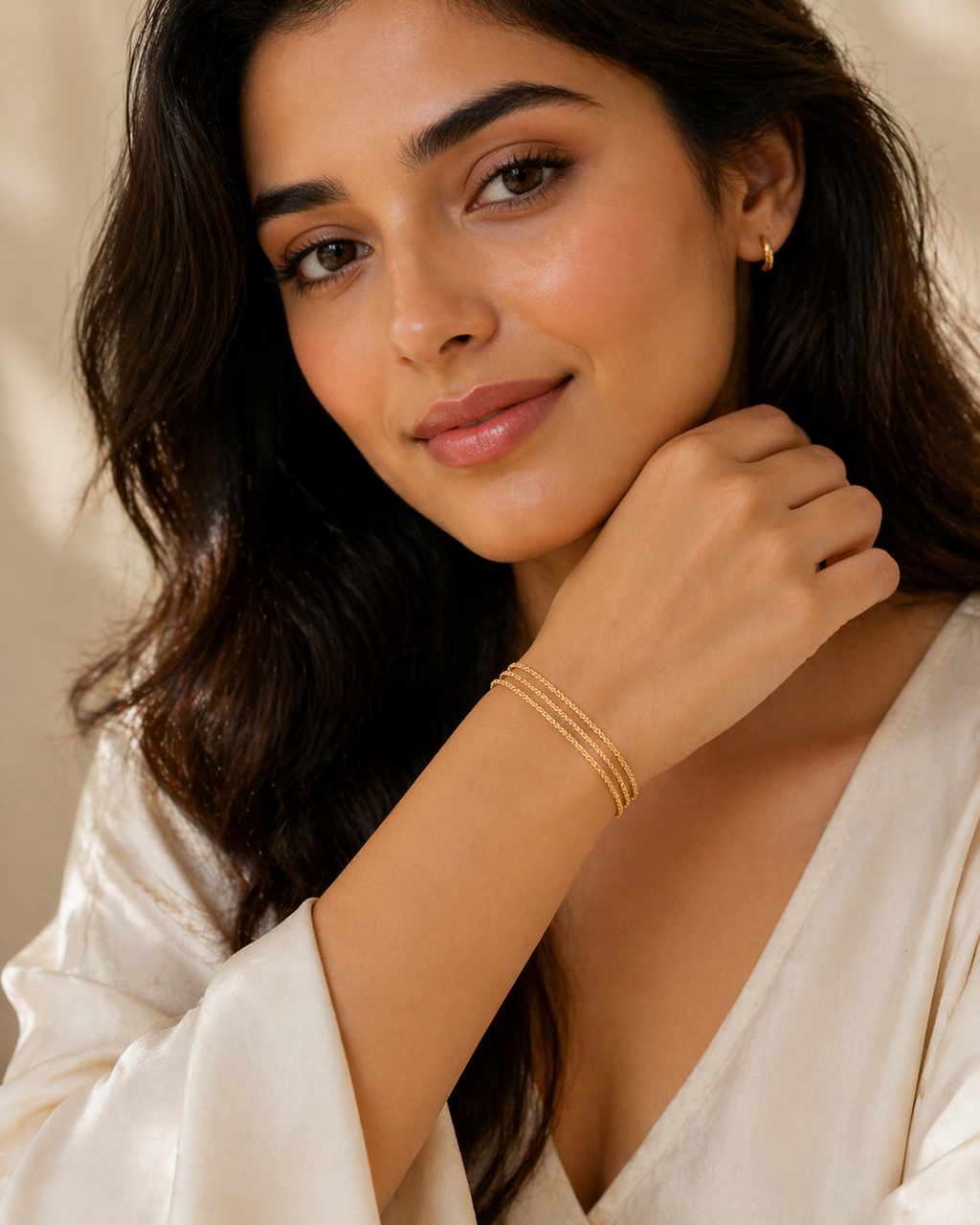 Triple Chain Gold Bracelet 18k Gold Plated Tarnish-Free Jewellery for Elegant Wear