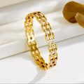 18k Gold Plated Stainless Steel Bangle with Elegant Chain Design Fashionable Jewelry for Women