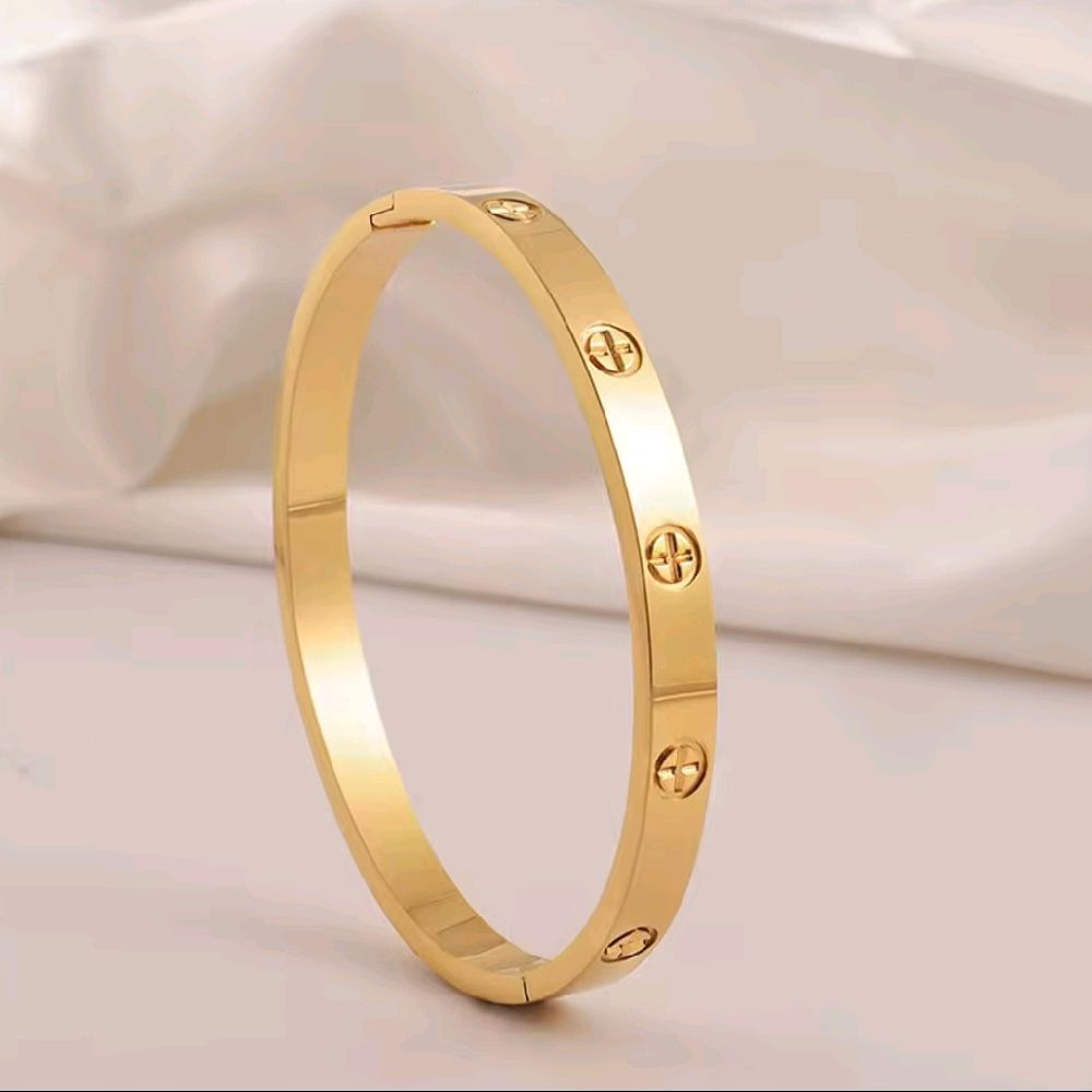 Cross Design Bangle - Ladies Fashion Gold and Silver Colour Bracelet for Women's Wear
