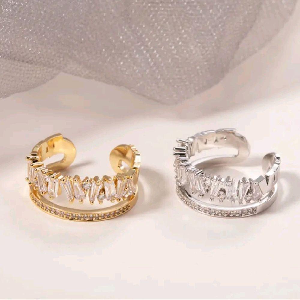 Luxury Zircon Double Layer Adjustable Ring.