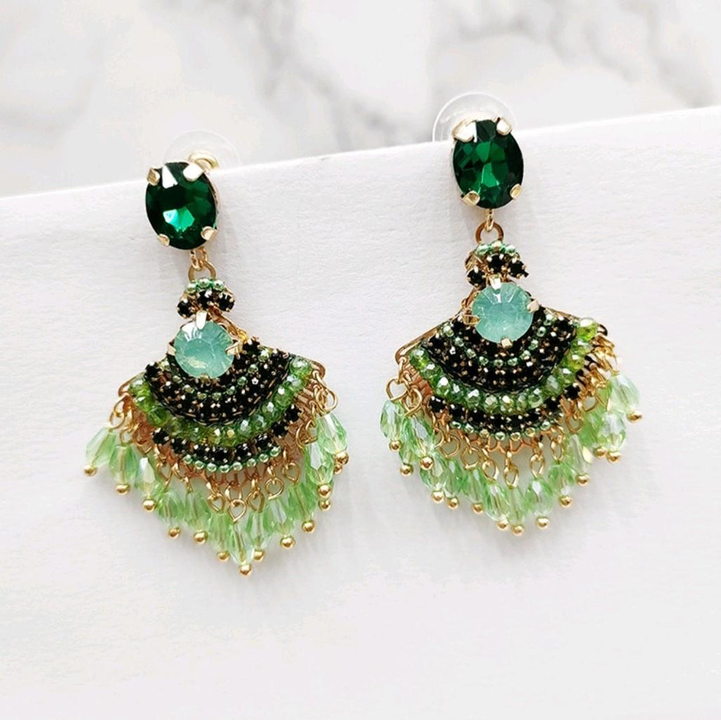 Colourful Beaded Long Tassel Earrings