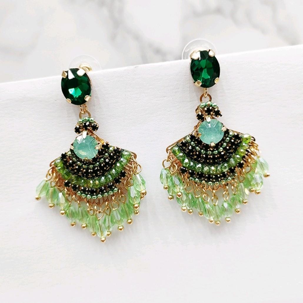 Colourful Beaded Long Tassel Earrings