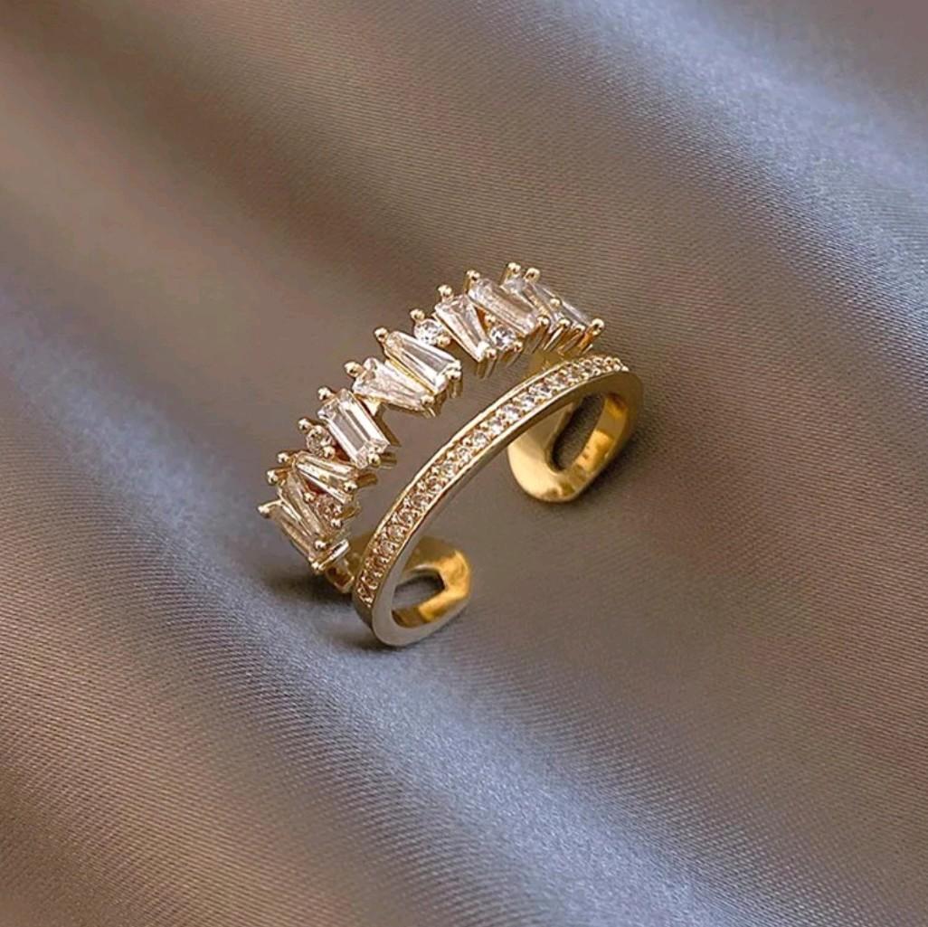 Luxury Zircon Double Layer Adjustable Ring.