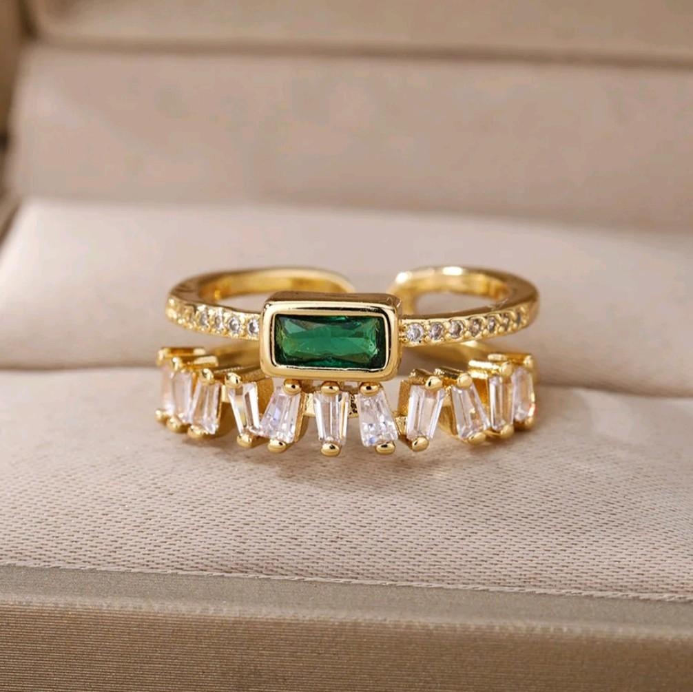 Luxury Zircon Double layer Adjustable Ring.