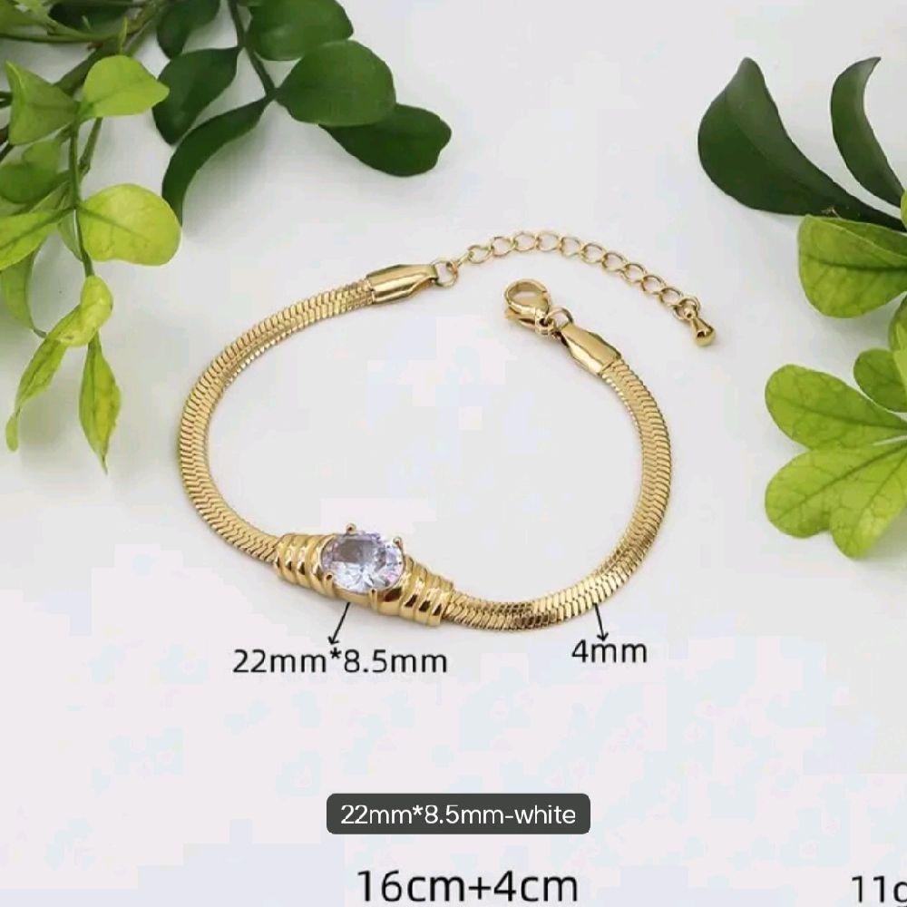 Elegant Gold Tone Snake Chain Bracelet with Green and Clear Gemstones for Women's Fashion Accessories