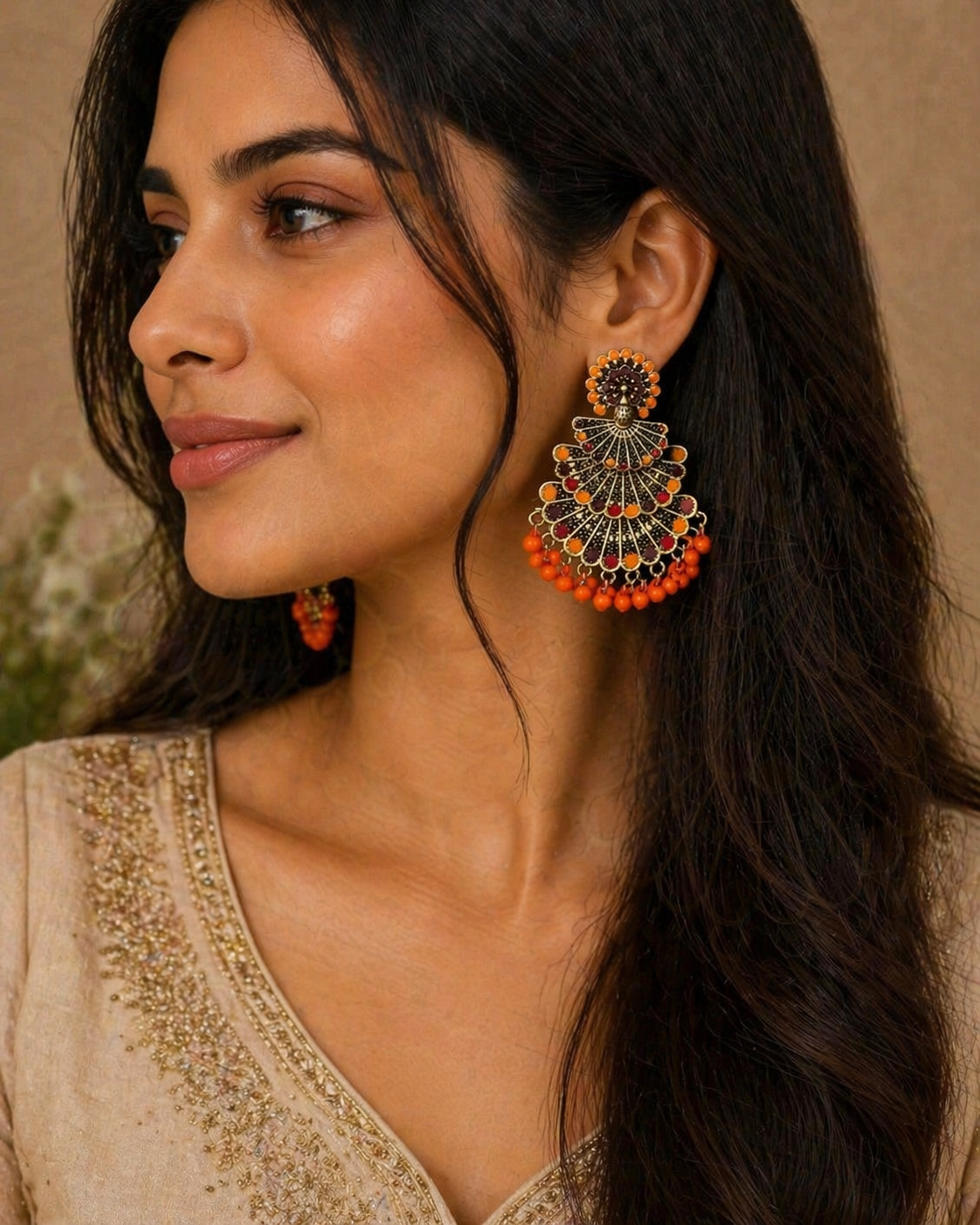 Women's Beads Tassel Peacock Style Earrings - Fashion Accessories