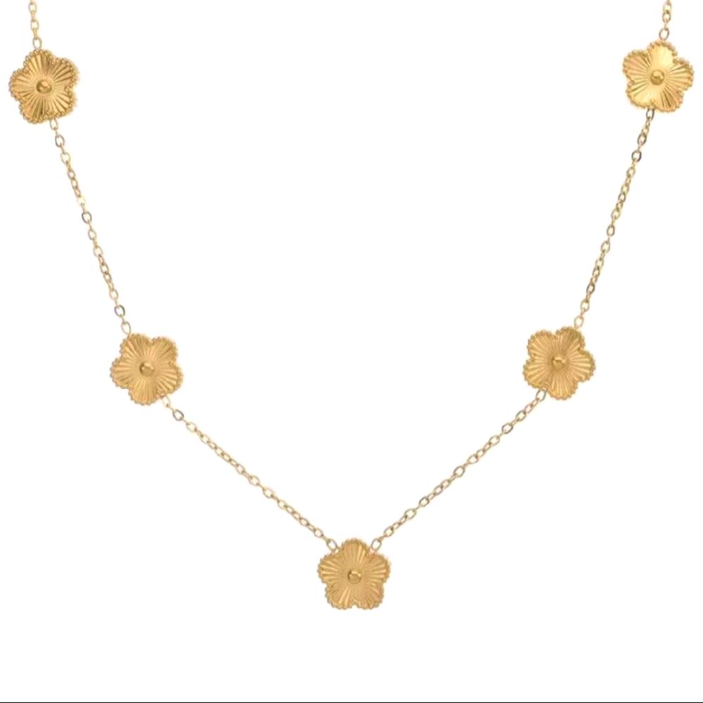 Clover Necklace Bracelet and Earrings Set in Gold Finish Perfect for Daily Wear Fashion Accessories