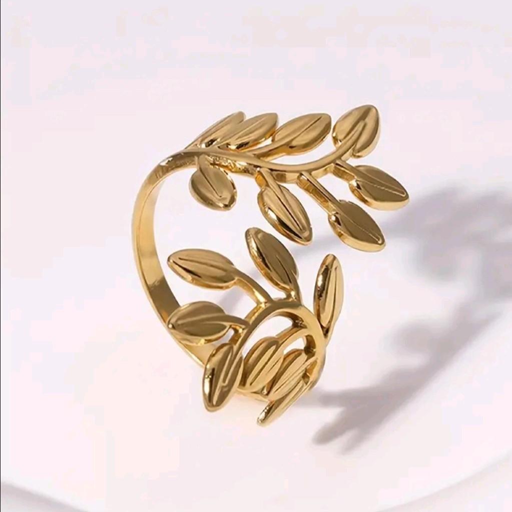 Branch Leaves Open Ring / Stainless Steel- Tarnish free