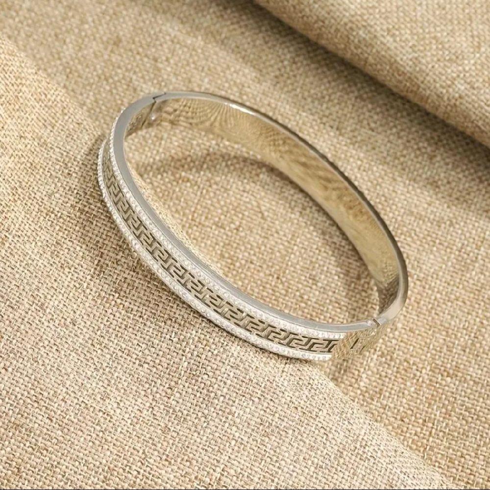 Greek Style Bangle - Perfect for Holidays Gold & Silver Tone Fashionable Bracelet for Holiday Wear