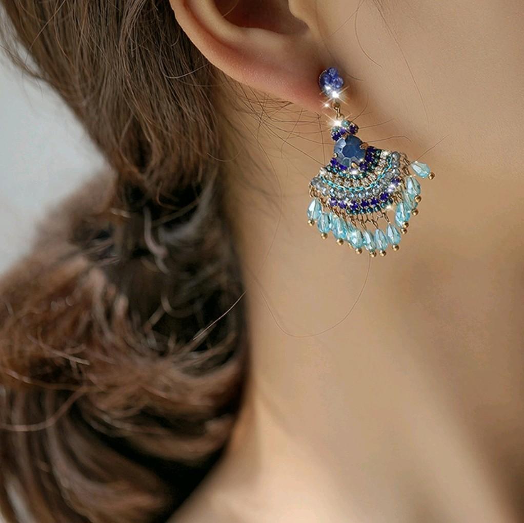 Colourful Beaded Long Tassel Earrings