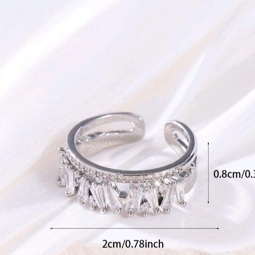 Luxury Zircon Double Layer Adjustable Ring.