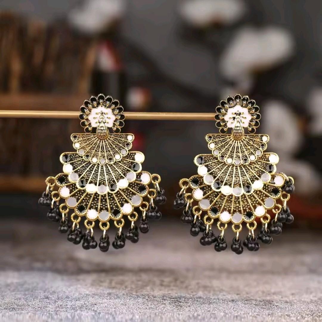 Beads Tassel Peacock Style Earrings