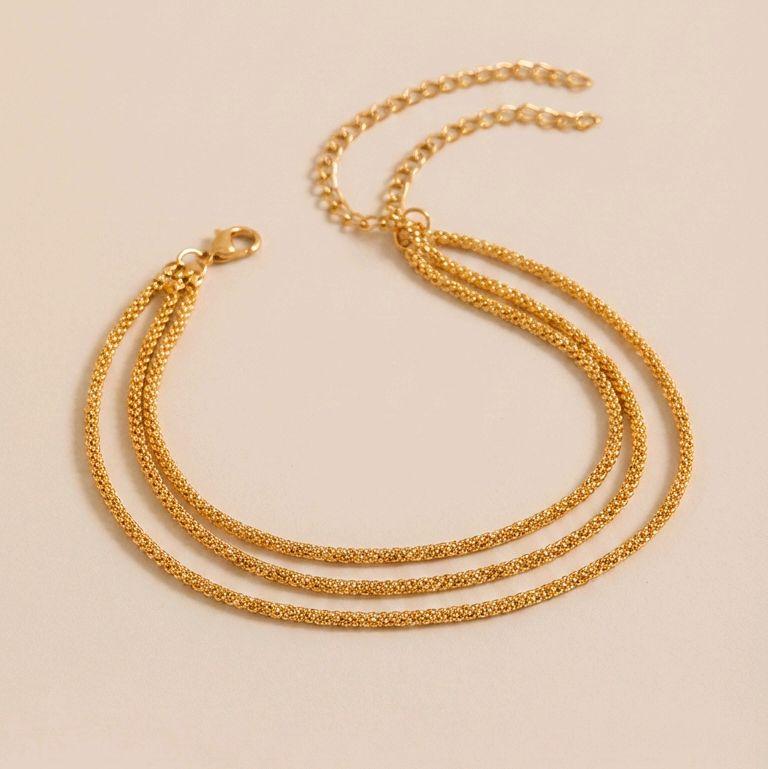 Triple Chain Gold Bracelet 18k Gold Plated Tarnish-Free Jewellery for Elegant Wear