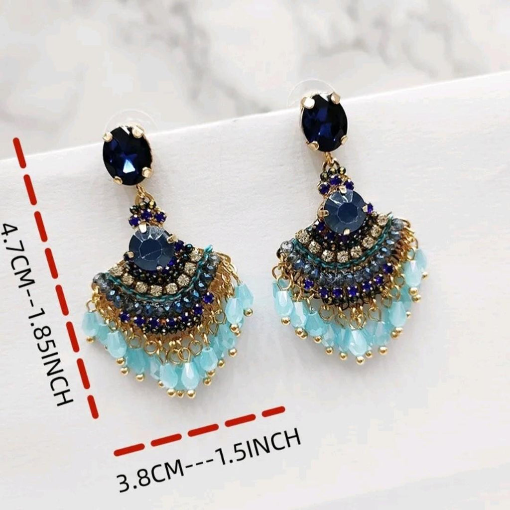 Colourful Beaded Long Tassel Earrings