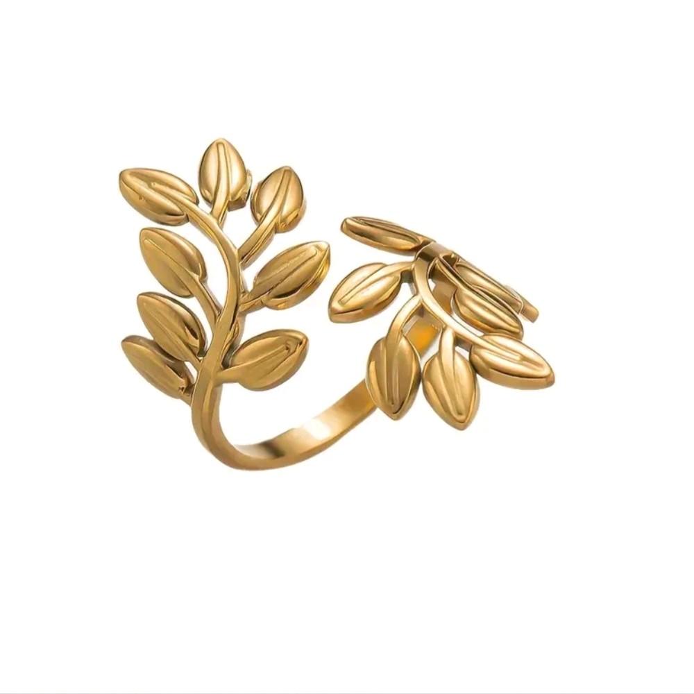 Branch Leaves Open Ring / Stainless Steel- Tarnish free