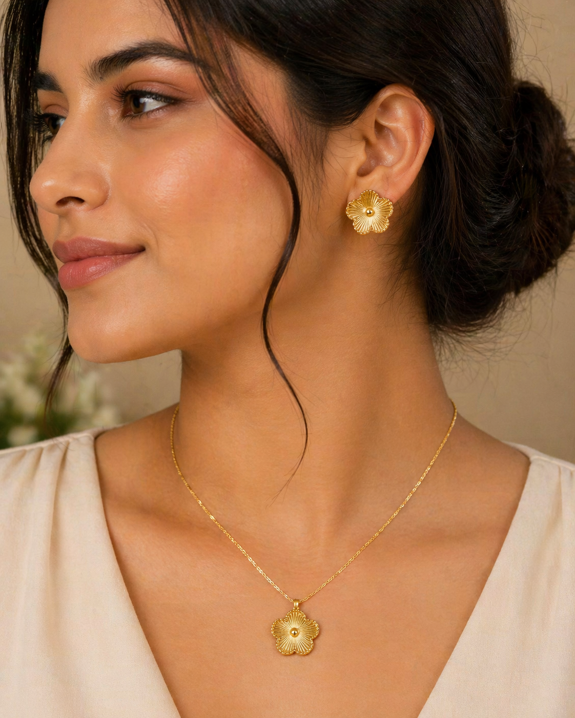 Clover Necklace and Earrings Set for Women