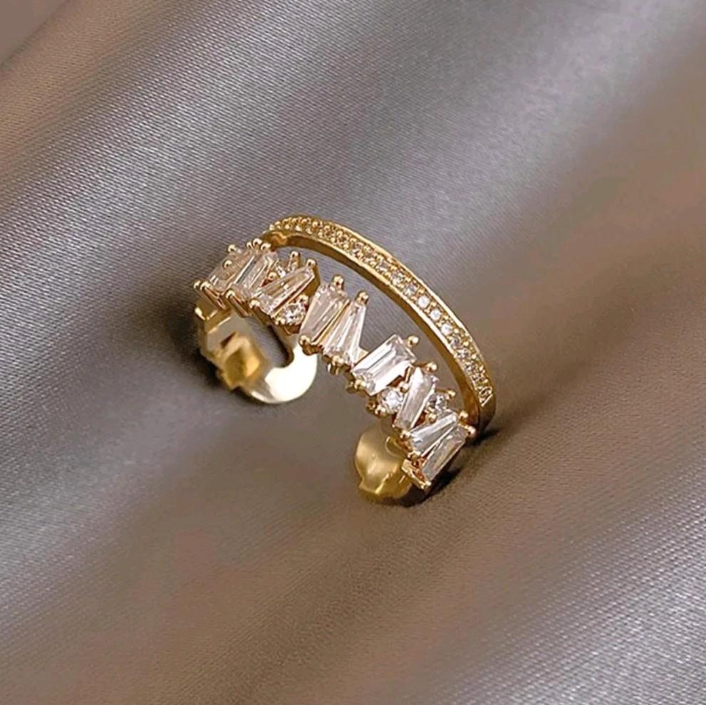 Luxury Zircon Double Layer Adjustable Ring.