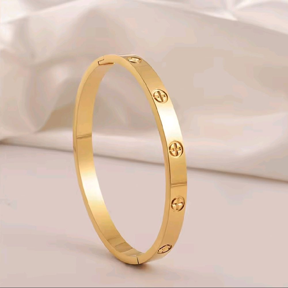Cross Design Bangle - Ladies Fashion Gold and Silver Colour Bracelet for Women's Wear